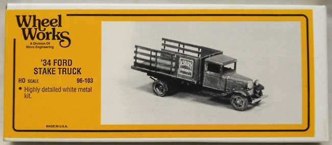 Wheel Works 1/87 1934 Ford Stake Truck HO Scale, 96-103 plastic model kit